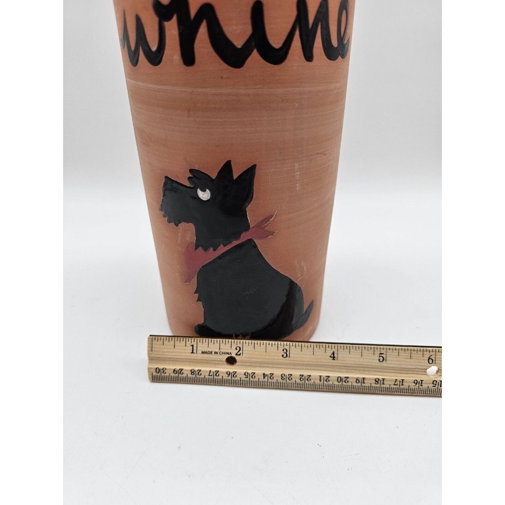 Zeppa Studios Kent Ct Terracotta Wine Bottle Holder Scottish Terrier Dog "Whine" - Picture 10 of 10